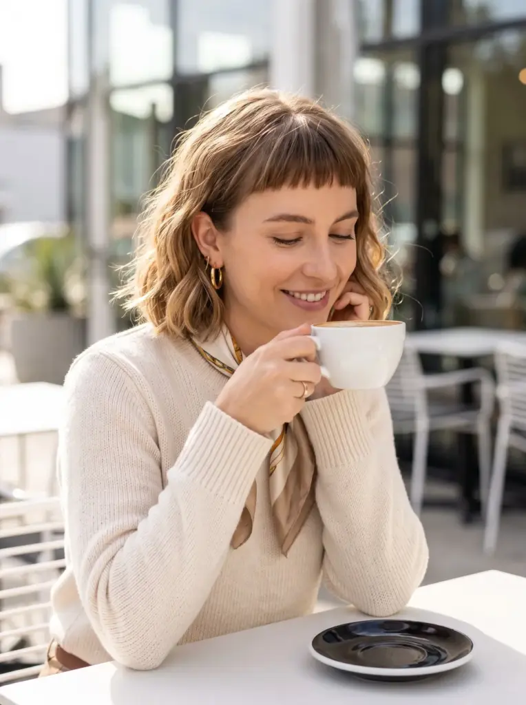 Wavy Bob With Baby Bangs