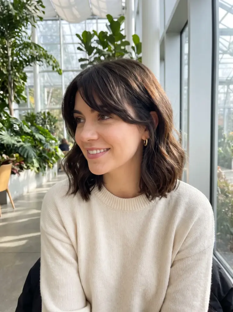 Wavy Bob With Side-Swept Bangs