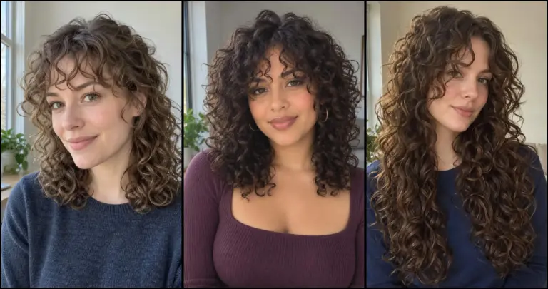 25 curly bangs ideas for soft, shaped natural curls