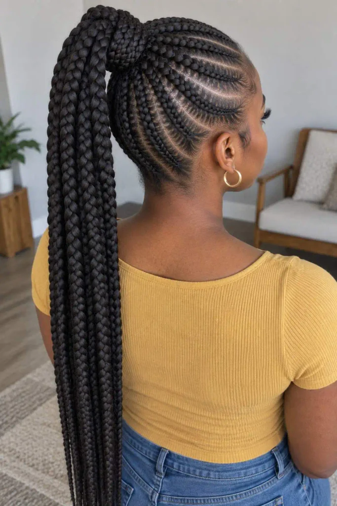4C Cornrow Braided Ponytail