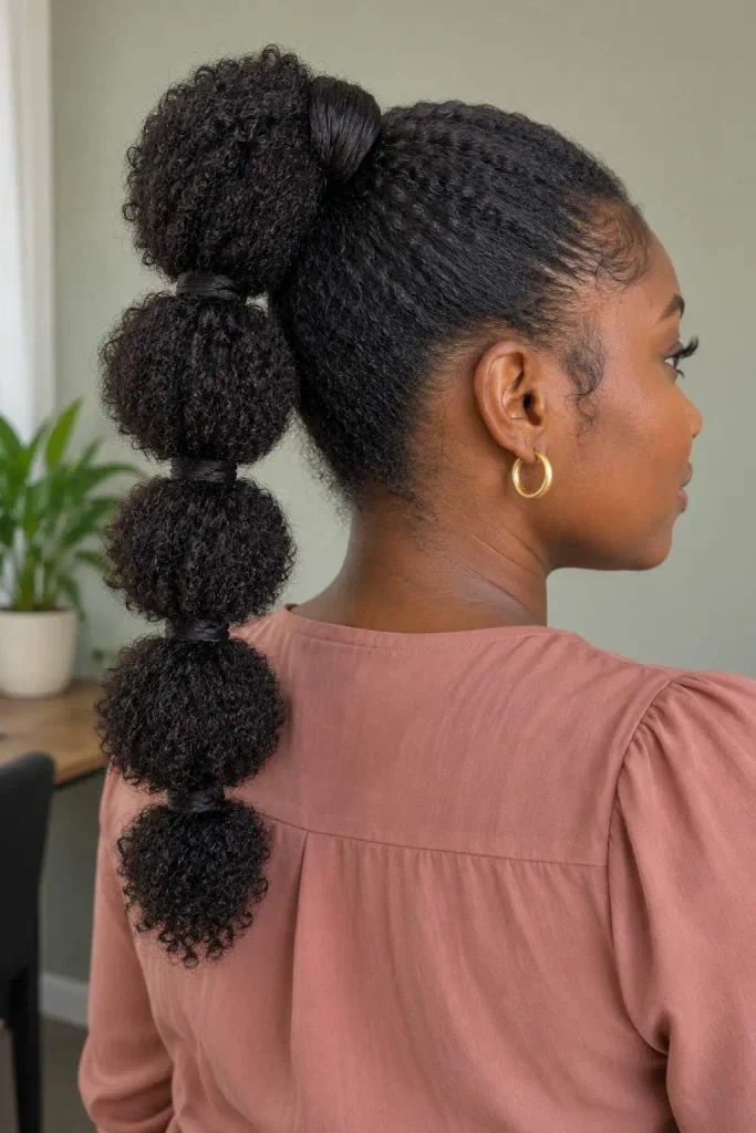 4C natural bubble ponytail