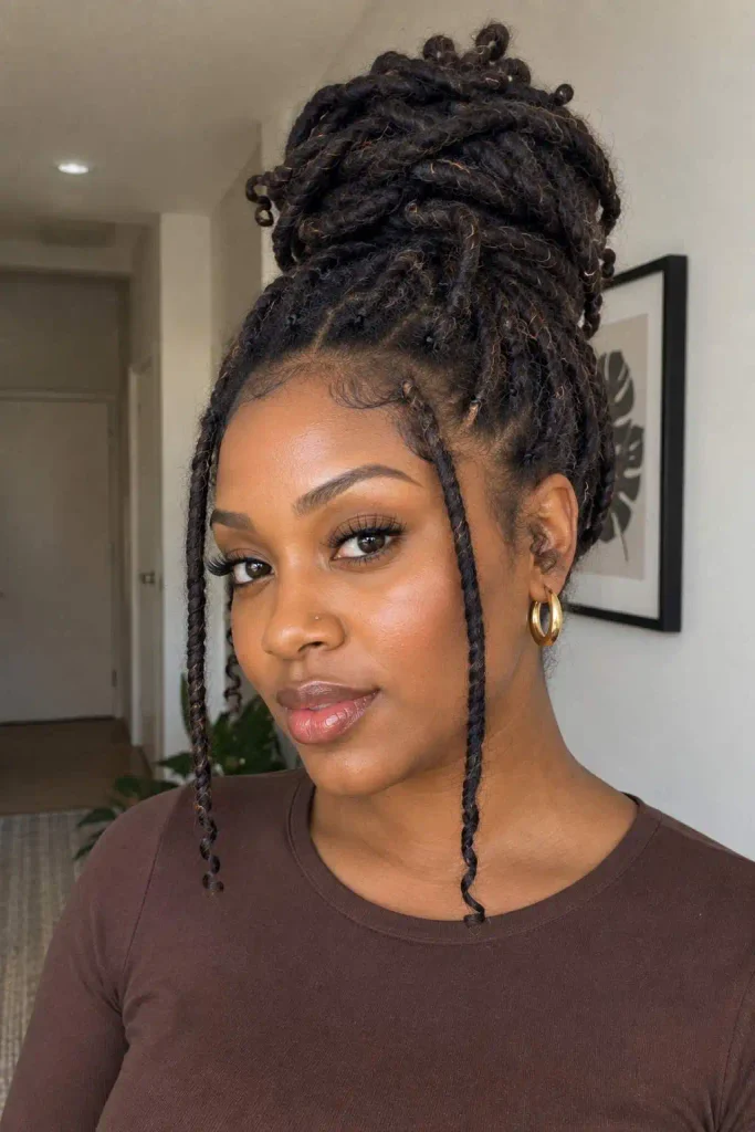 90s-inspired high loc updo