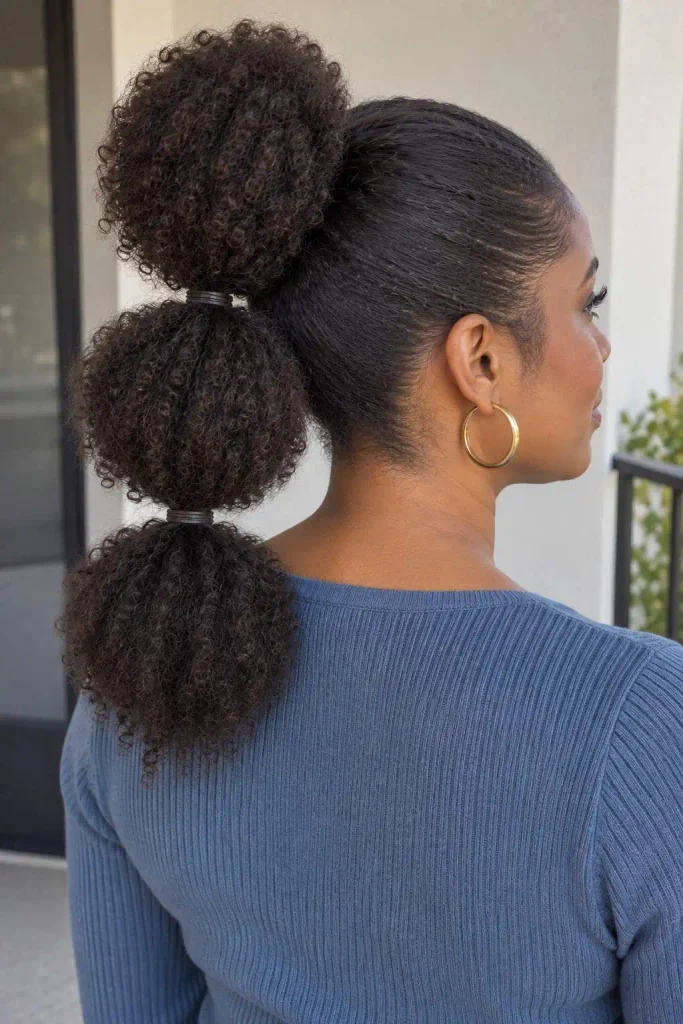 Afro puff bubble ponytail