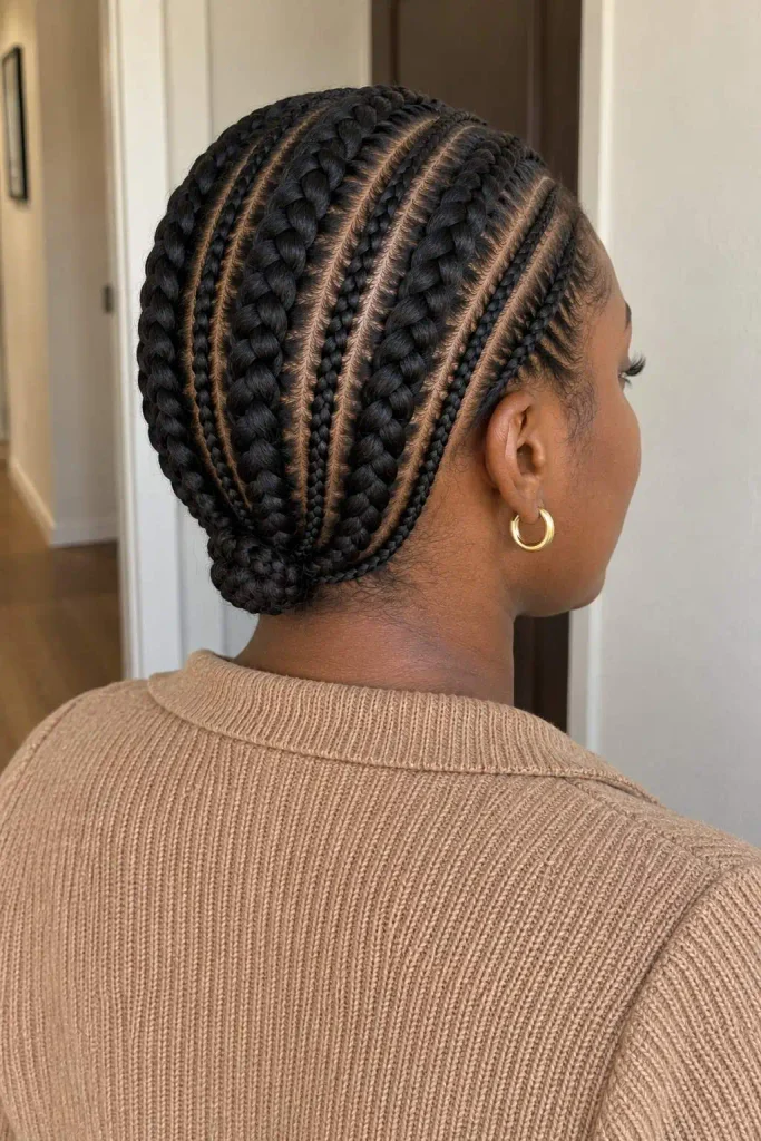 Alternating thick and thin cornrows