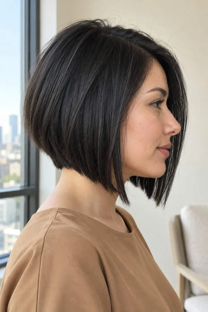 Angled A-line bob for fine hair