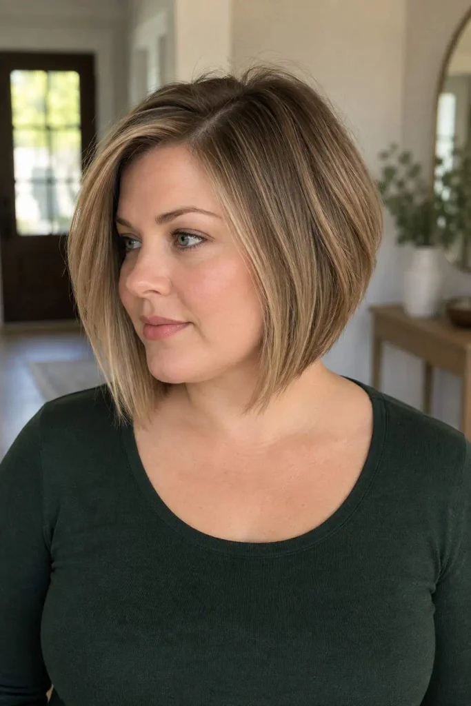 Angled bob for round faces