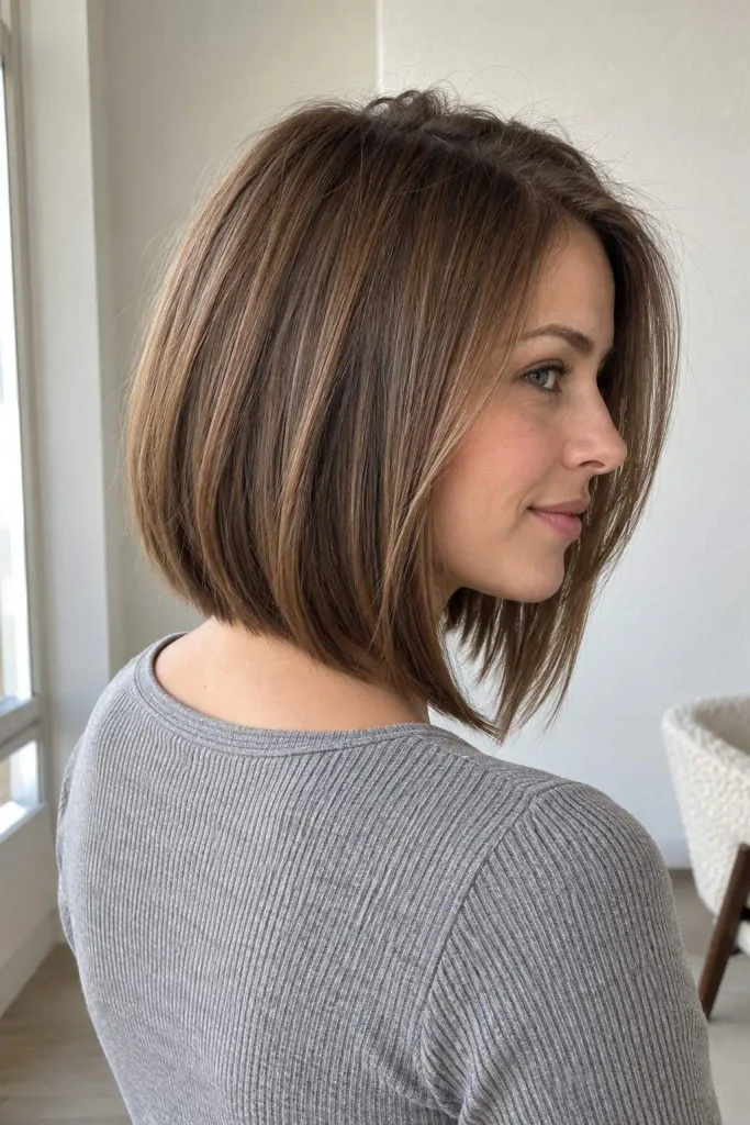 Angled long bob for fine hair