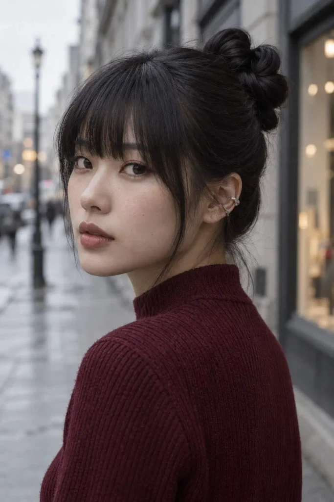 Bangs Framing Infinity Bun Style