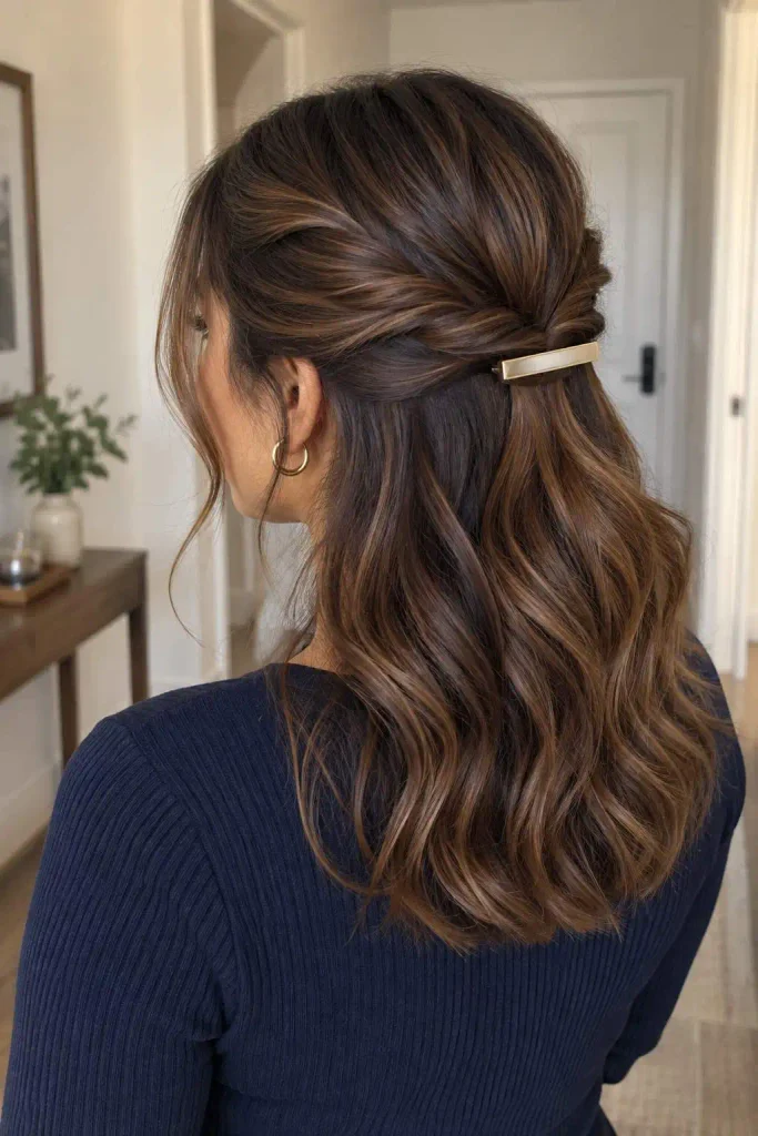 Barrette Half-Up Twist for Work