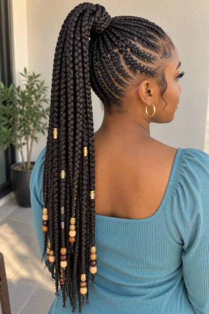 Beaded Braided Ponytail Style