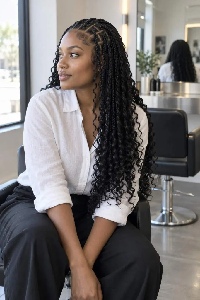 Black Pick And Drop French Braids