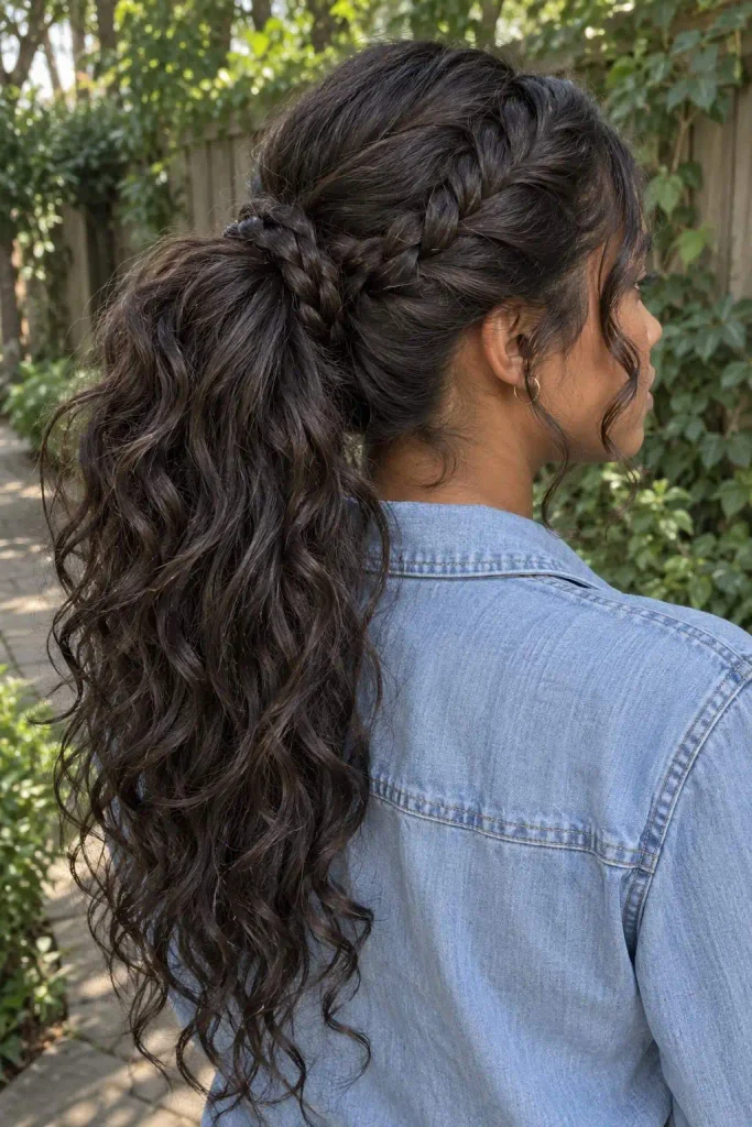 Boho Braided Ponytail With Curls