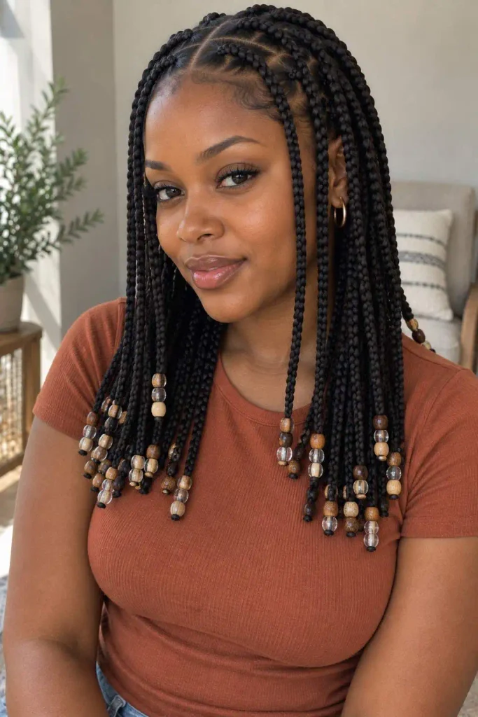 Box braids with beads