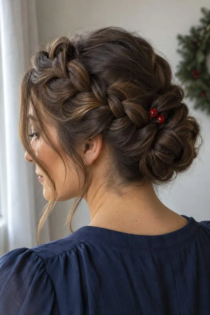 Braided Crown Holiday Updo