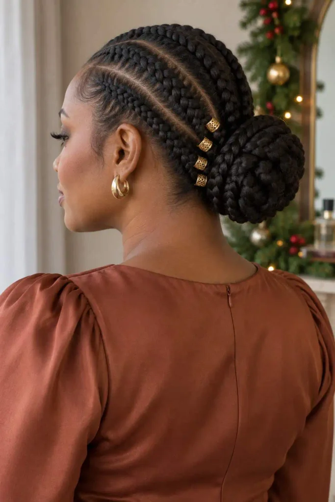 Braided Holiday Bun for Black Women