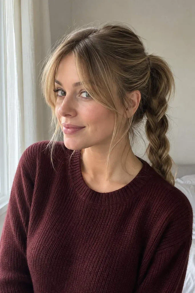 Braided Ponytail With Soft Bangs