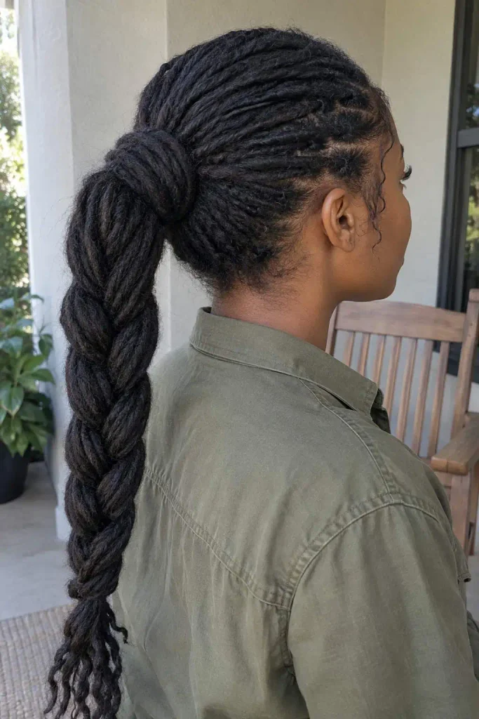 Braided loc ponytail with wrap