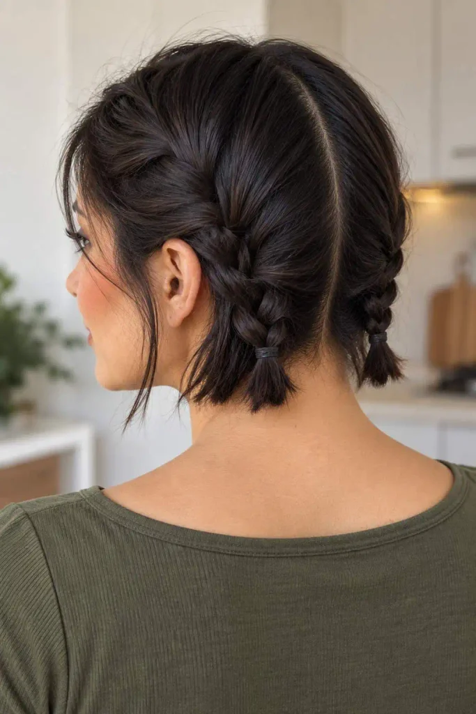 Braided pigtails for short hair