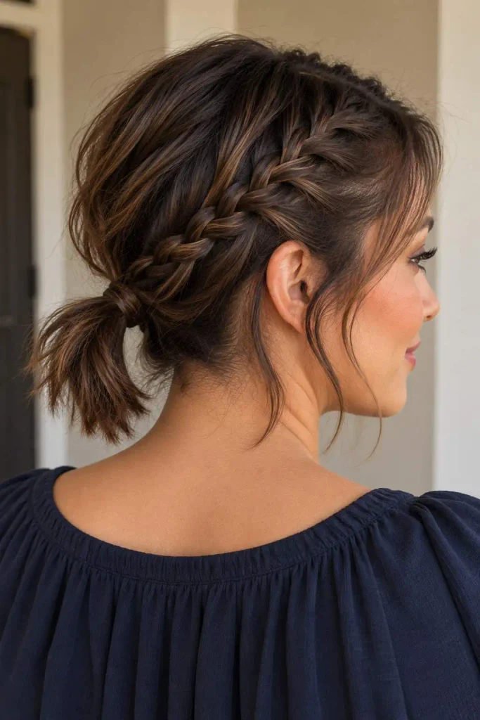 Braided ponytail for short hair