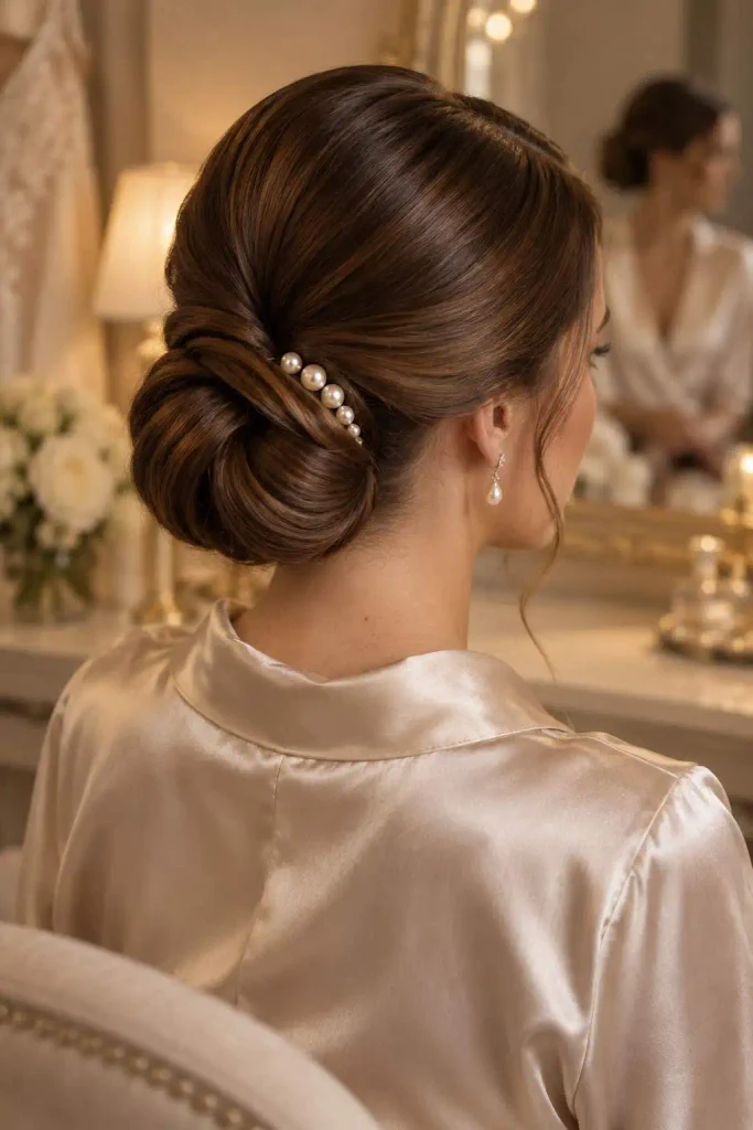 Bridal Infinity Bun Pearl Updo