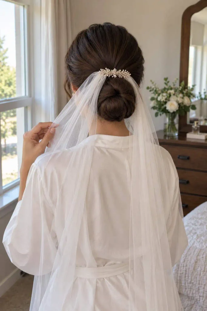 Bridal Low Bun with Veil