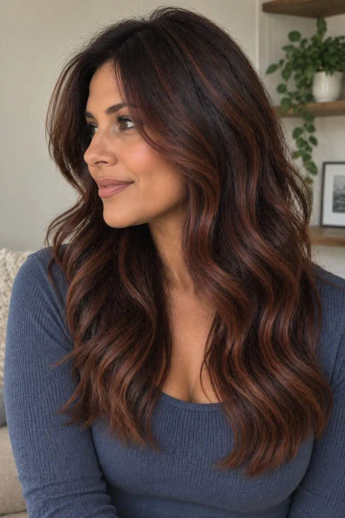 Brunette Auburn Red Highlights