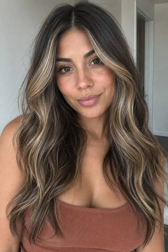 Brunette Blonde Face Framing Highlights