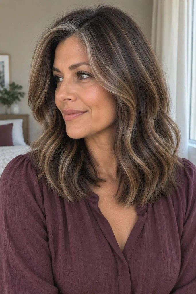 Brunette Highlights for Gray Blending