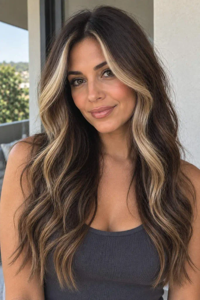 Brunette Money Piece Blonde Highlights