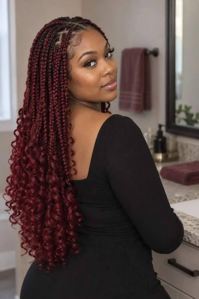 Burgundy Pick And Drop French Curls