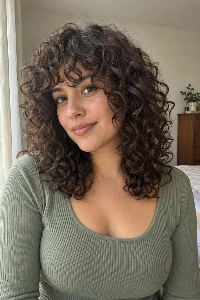 Classic Curly Shag With Bangs