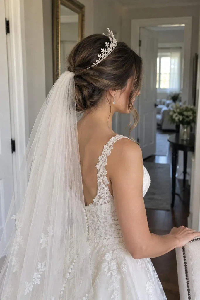 Classic Veil And Tiara Updo