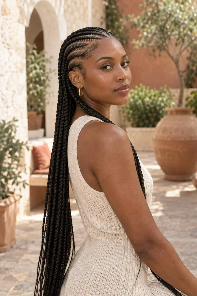 Cornrow Braids With Side Part