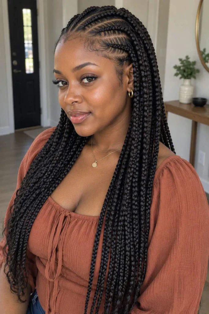 Cornrow front box braids