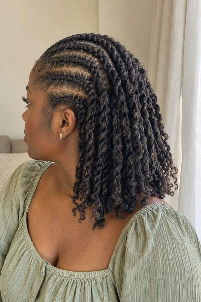 Cornrows into two strand twists