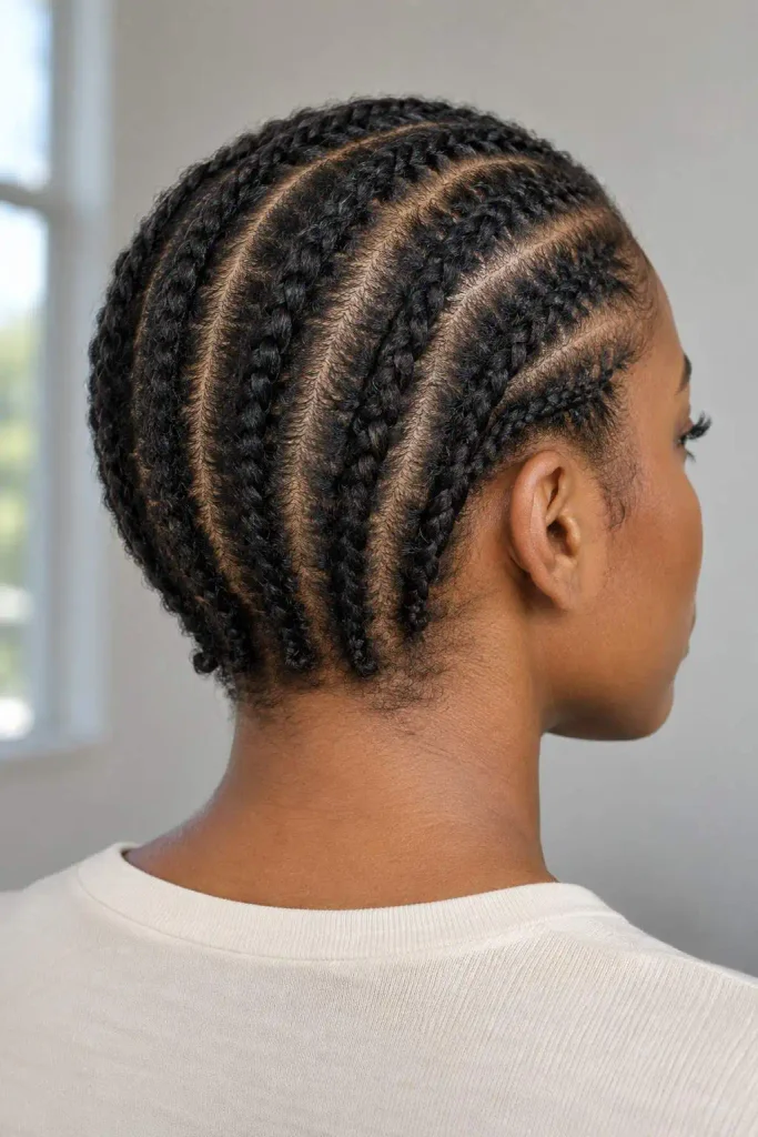 Cornrows on extra-short natural hair