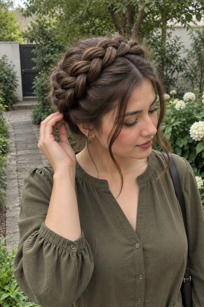 Crown Braid Updo for Long Hair