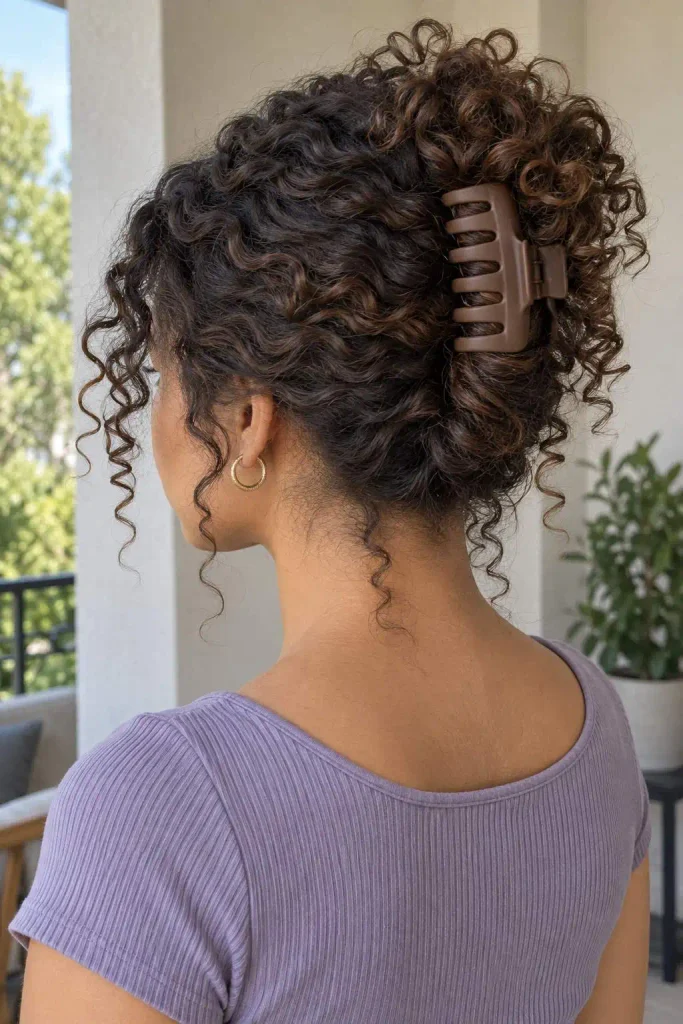 Curly Hair Claw Clip Updo