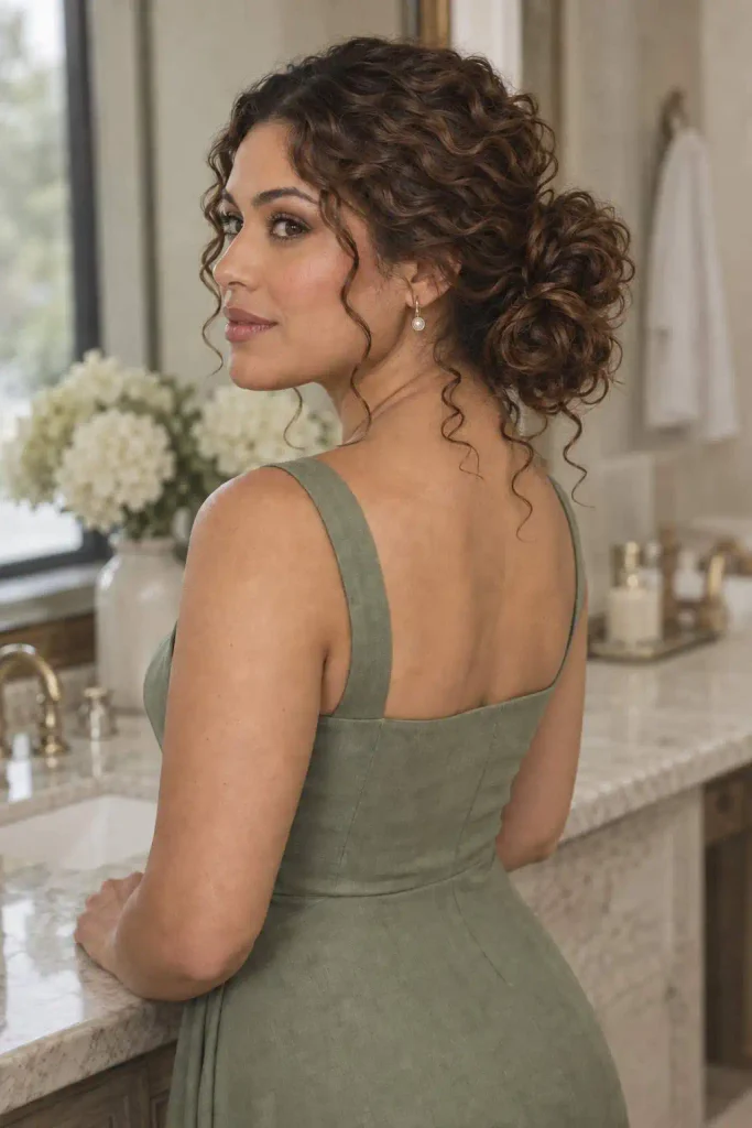 Curly Infinity Bun Textured Updo