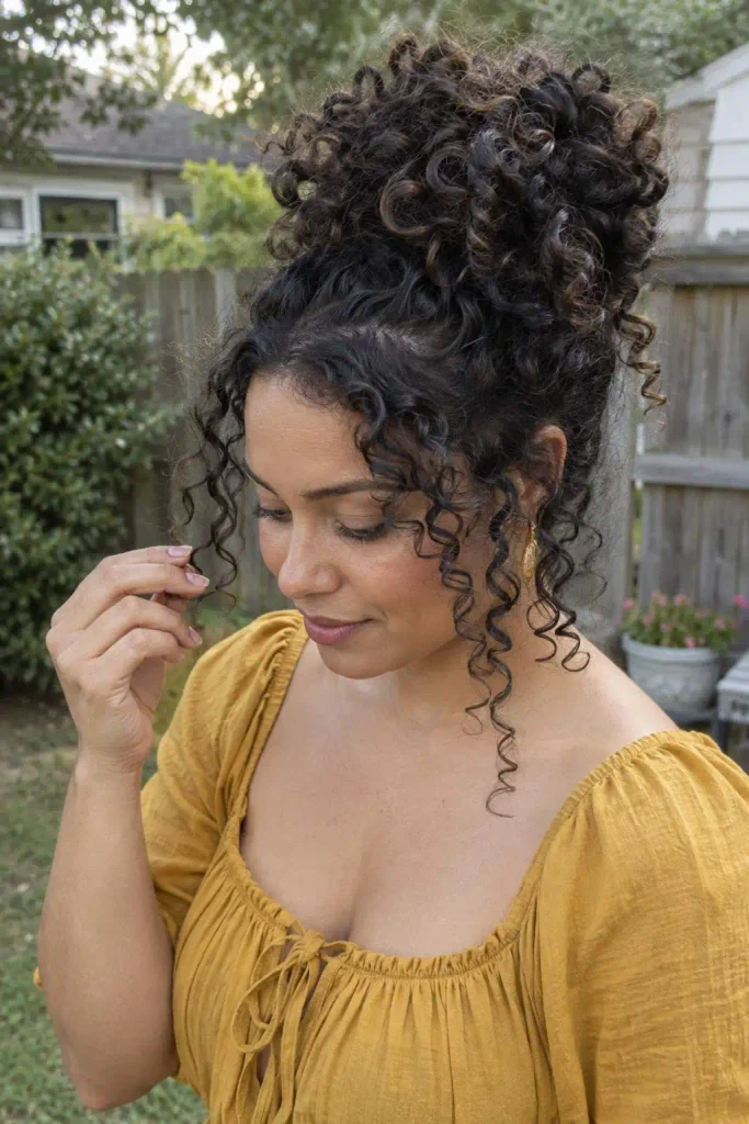 Curly Long Hair High Updo