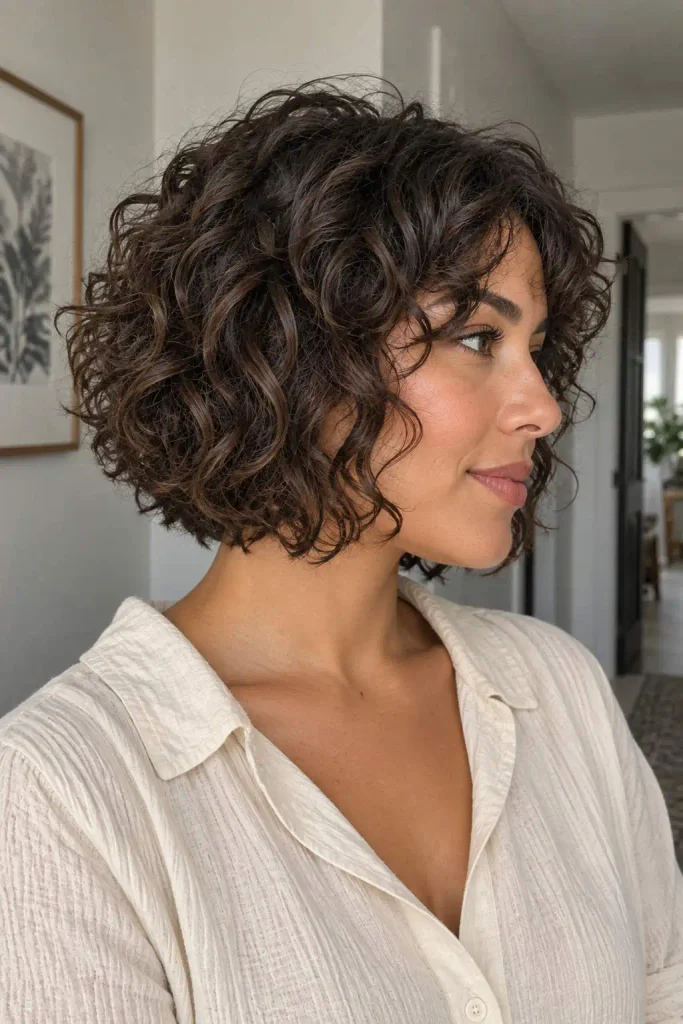 Curly Shag Bob With Layers