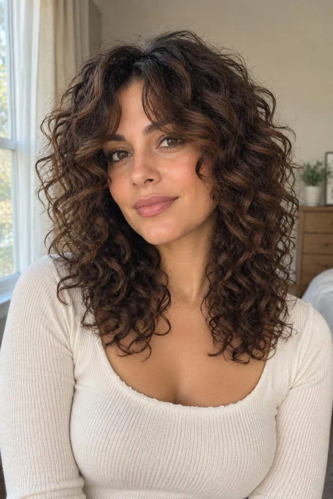 Curly Shag With Curtain Bangs