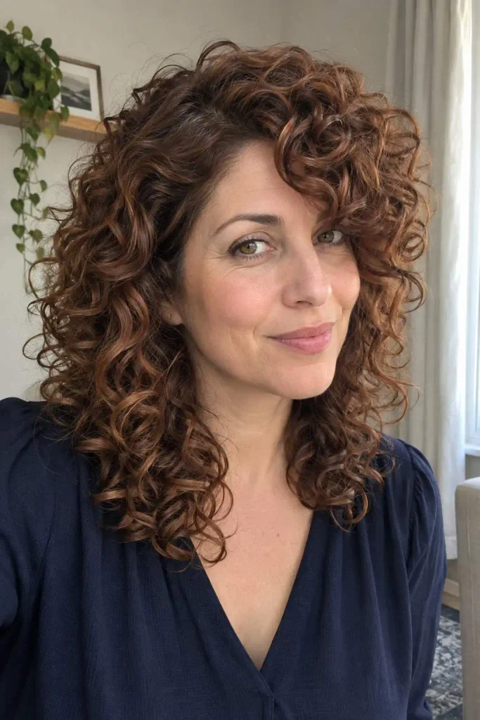 Curly Shag With Side Fringe