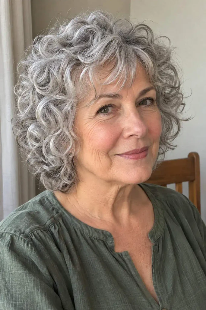 Curly Shag for Women Over 60