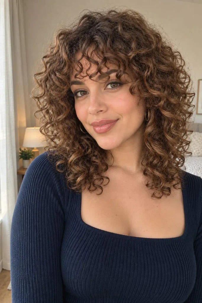 Curly bangs for oval faces