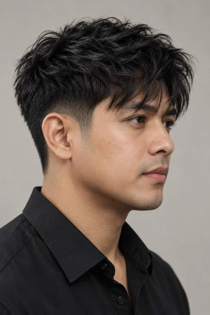 Dark Hair Messy Textured Fringe