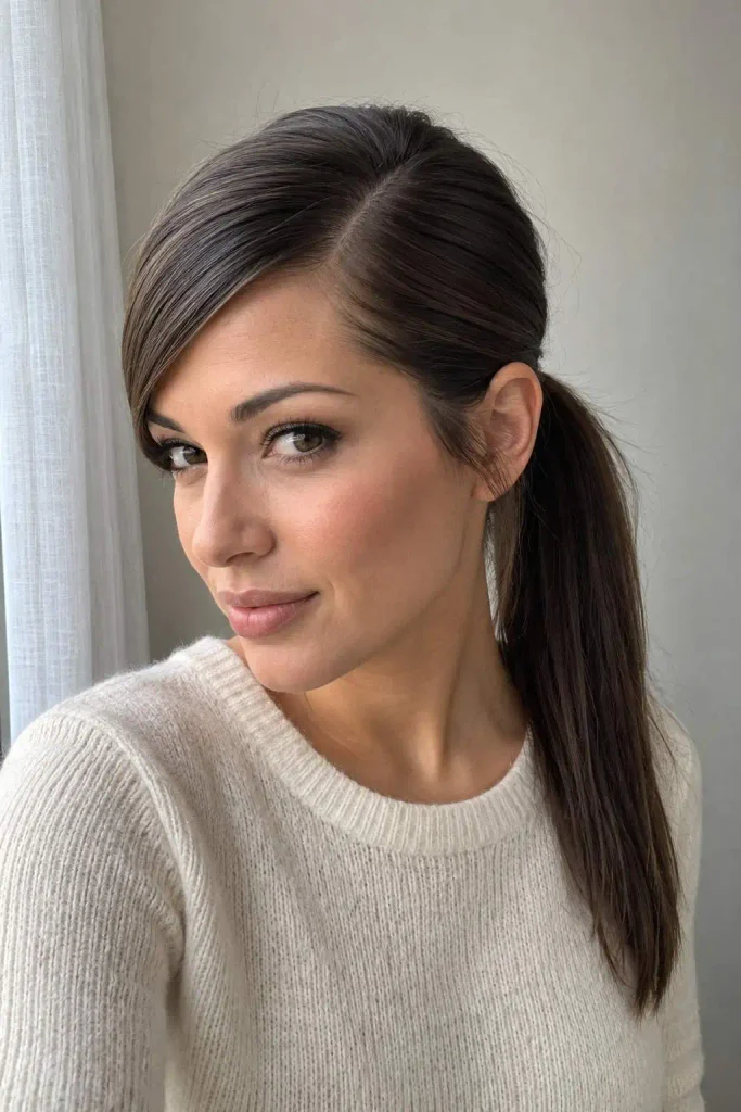 Deep Side-Part Sleek Ponytail