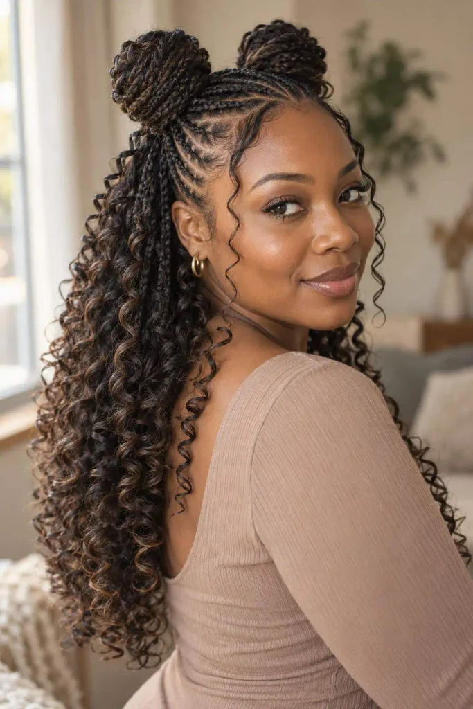 Double Buns Pick And Drop Curls