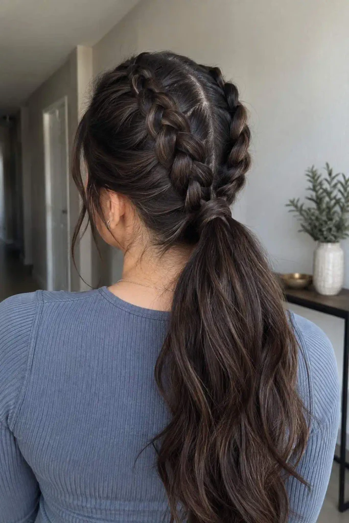 Double Dutch Braids Into One Ponytail