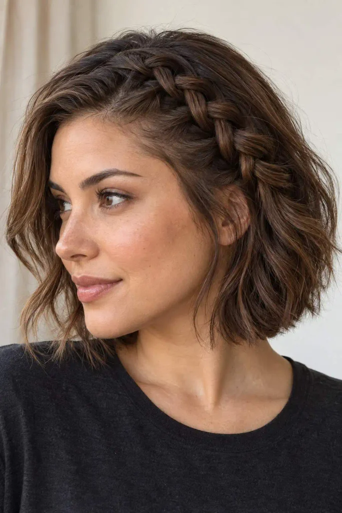 Dutch lace braid for short hair